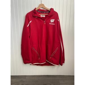 Adidas Wisconsin Badgers Windbreaker Mens M Red/White Climaproof Pullover Sports